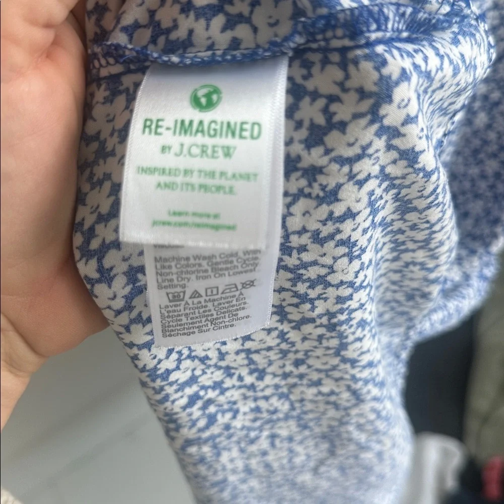 J.CREW MIDI DRESS FLORAL TIERED Reimagined Cottagecore Navy White XS - Picture 5 of 5